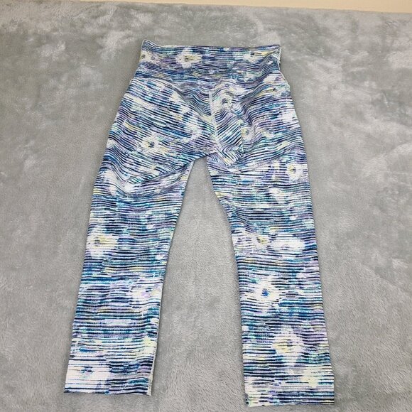 Lululemon Wunder Under Women's Striped Blurry Crop High Rise Size 8 Leggings - Picture 3 of 7